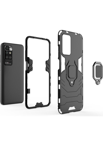 Xiaomi Redmi 10 Batman Serisi Yüzük Standlı Armor Kılıf - Siyah indirimleri