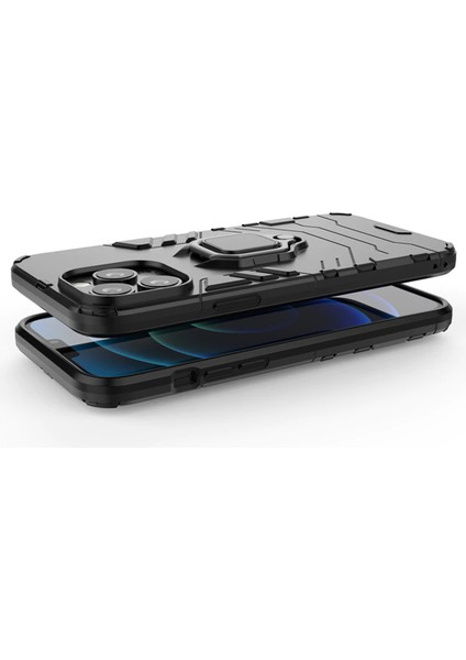 iPhone 13 Pro Max Batman Serisi Yüzük Standlı Armor Kılıf - Siyah fırsatları