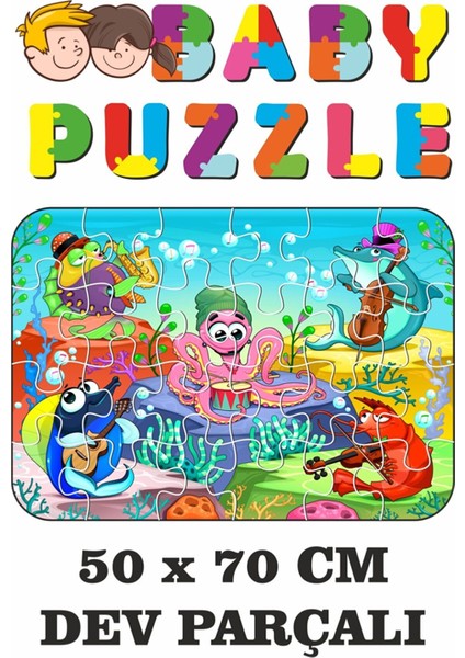 Müzisyen Deniz Canlıları Dev Parçalı Eğlenceli Puzzle 50 x 70 cm Puzzle