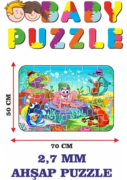 Müzisyen Deniz Canlıları Dev Parçalı Eğlenceli Puzzle 50 x 70 cm Puzzle