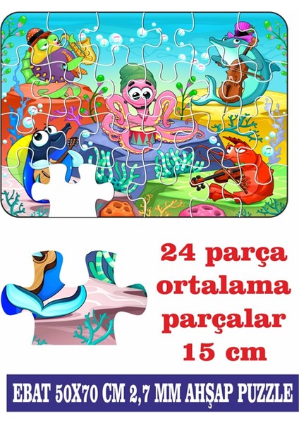 Müzisyen Deniz Canlıları Dev Parçalı Eğlenceli Puzzle 50 x 70 cm Puzzle