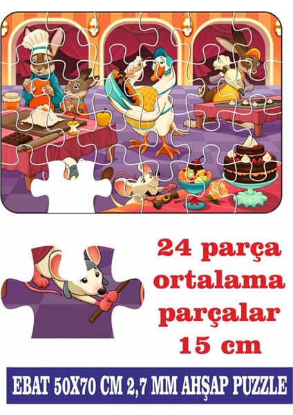 Aşçı Hayvanlar Mutfakta Dev Parçalı Eğlenceli Puzzle 50 x 70 cm Puzzle modelleri