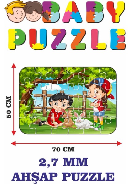 Sevimli Tavşanlar ve Biz Dev Parçalı Eğlenceli Puzzle 50 x 70 cm Puzzle