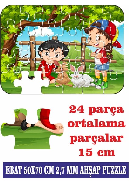 Sevimli Tavşanlar ve Biz Dev Parçalı Eğlenceli Puzzle 50 x 70 cm Puzzle