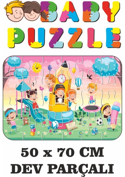 Park, Eğlence, Oyun Aktivitesinden Oluşan Dev Parçalı Eğlenceli Puzzle 50 x 70 cm Puzzle