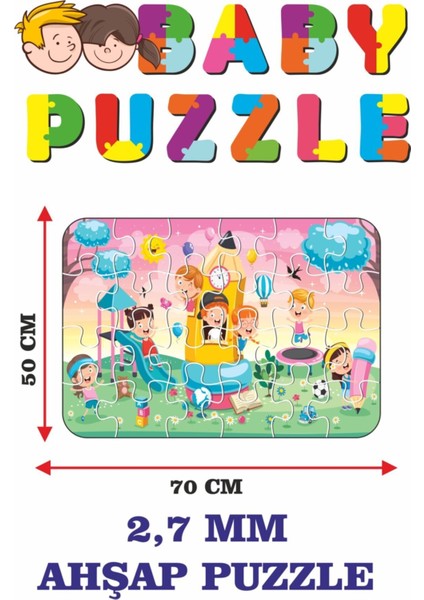 Park, Eğlence, Oyun Aktivitesinden Oluşan Dev Parçalı Eğlenceli Puzzle 50 x 70 cm Puzzle