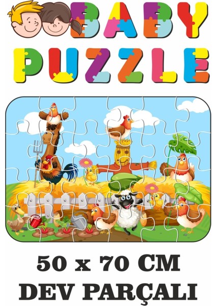 Sevimli Çiftlik Hayvanları Dev Parçalı Eğlenceli Puzzle 50 x 70 cm Puzzle