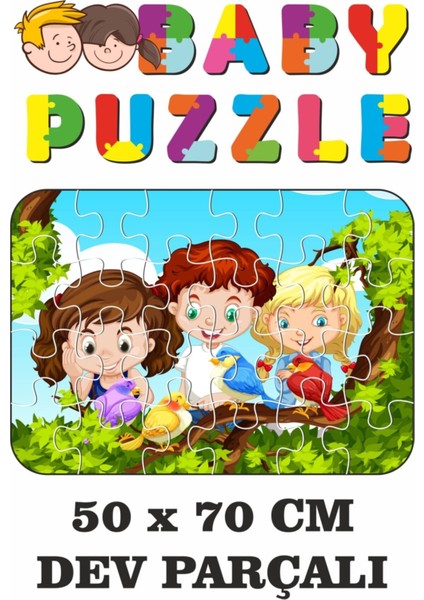 Sevimli Kuşlar ve Biz Dev Parçalı Eğlenceli Puzzle 50 x 70 cm Puzzle