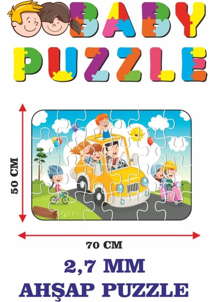 Araba, Bisiklet, Motorsikletle Tatile Gidiyoruz Dev Parçalı Eğlenceli Puzzle 50 x 70 cm Puzzle