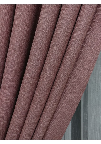 Pembe Düz Renk Pileli Keten Fon Perde, Seyrek Pile, Tek Kanat 50 x 270 Cm. indirimleri