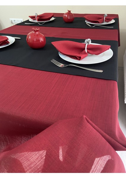 Solid Kırmızı Simli Masa Örtüsü