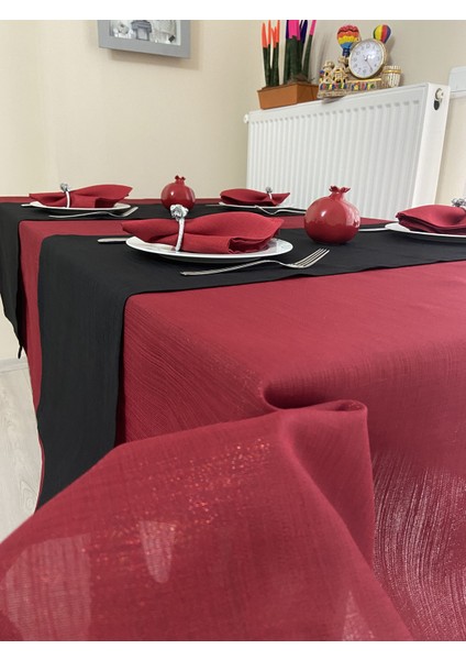 Solid Kırmızı Simli Masa Örtüsü modelleri