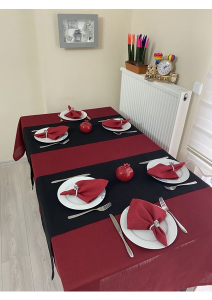Solid Kırmızı Simli Masa Örtüsü fırsatları