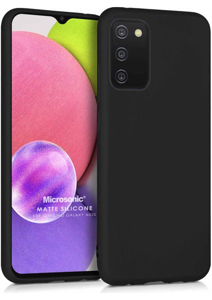 Matte Silicone Samsung Galaxy A03S Kılıf Siyah
