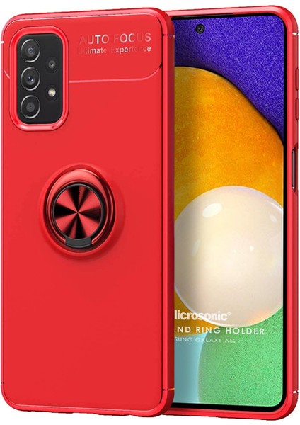 Samsung Galaxy A52S Kılıf Kickstand Ring Holder Kırmızı