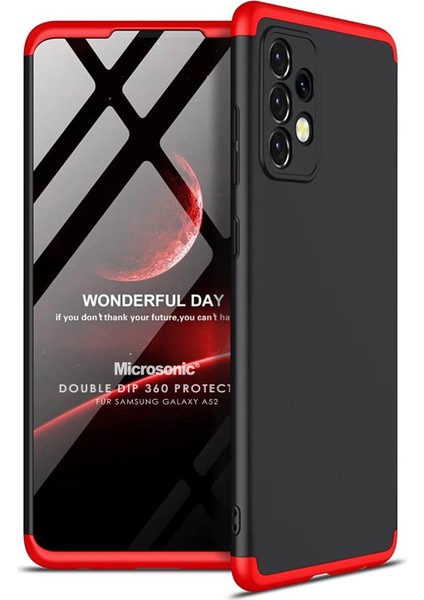 Samsung Galaxy A52S Kılıf Double Dip 360 Protective Siyah Kırmızı