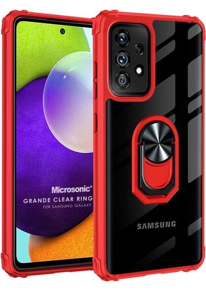 Samsung Galaxy A52S Kılıf Grande Clear Ring Holder Kırmızı