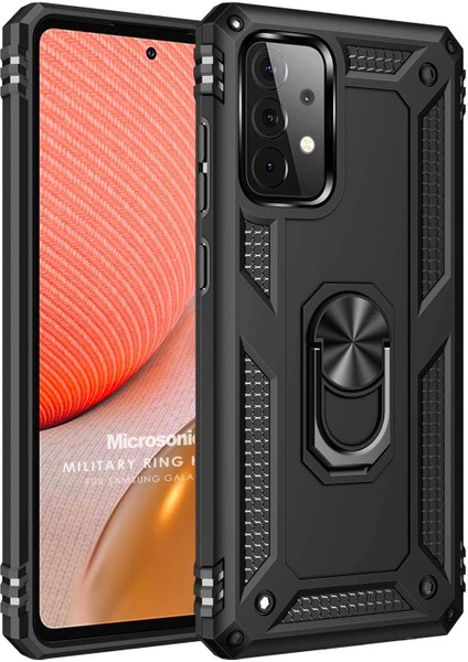 Samsung Galaxy A52S Kılıf Military Ring Holder Siyah