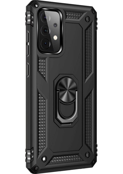 Samsung Galaxy A52S Kılıf Military Ring Holder Siyah