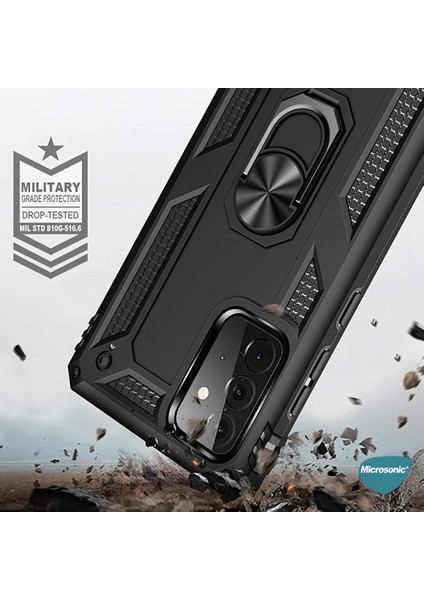 Samsung Galaxy A52S Kılıf Military Ring Holder Siyah