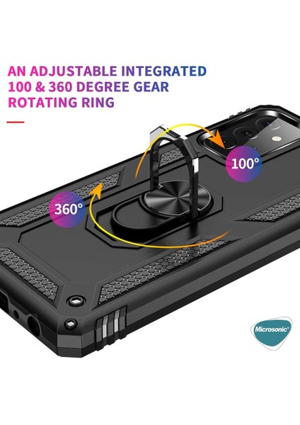 Samsung Galaxy A52S Kılıf Military Ring Holder Siyah