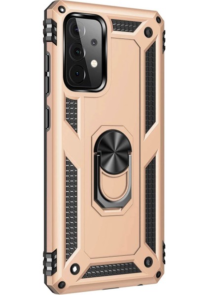 Samsung Galaxy A52S Kılıf Military Ring Holder Gold