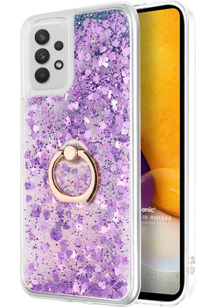 Samsung Galaxy A52S Kılıf Glitter Liquid Holder Mor