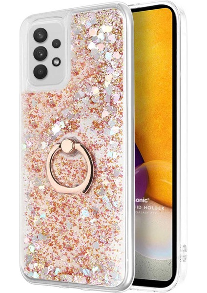 Samsung Galaxy A52S Kılıf Glitter Liquid Holder Gold