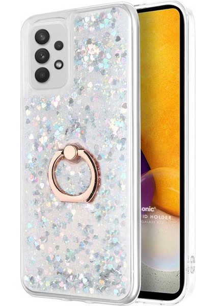 Samsung Galaxy A52S Kılıf Glitter Liquid Holder Gümüş