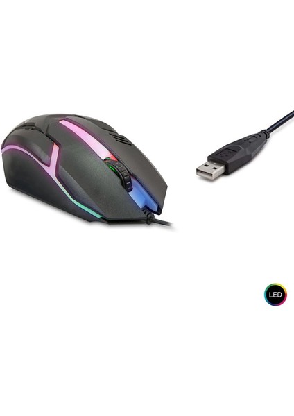 Oyuncu Mouse Kablolu 1200DPI Işıklı Polaxtor 8733-3D