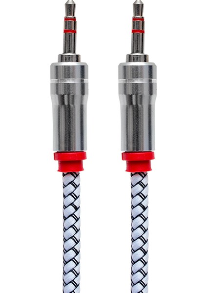 3.5 mm Stereo Erkek/erkek Metal Başlık Örgülü Aux Stereo Kablo 1.5 Metre