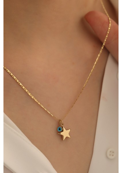 MİLET 14 Ayar Altın Yıldız Göz Valentino Zincir Kolye fiyatları