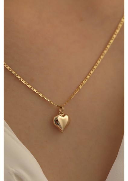 MİLET 14 Ayar Altın Kalp Valentino Zincir Kolye