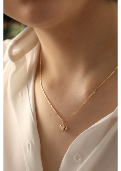 MİLET 14 Ayar Altın Kalp Valentino Zincir Kolye modelleri