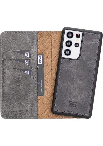 Mw Deri Telefon Kılıfı Samsung S21 Ultra TN18E Gri