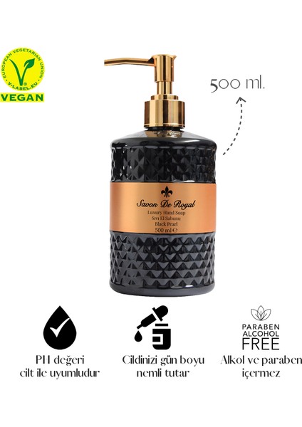 Savon De Royal Luxury Vegan Sıvı Sabun Black Pearl 500 ml