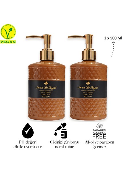 Savon De Royal Luxury Vegan Sıvı Sabun Eden's Pearl 2 x 500 ml