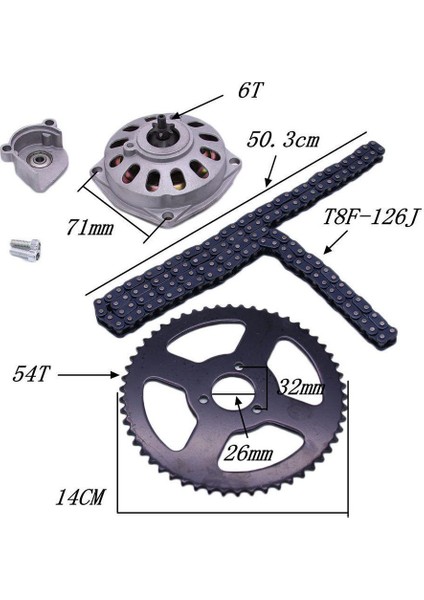 Mini Bisiklet Arka Dişli Zincir Seti, 54T 26MM Arka Dişli ve 6 Diş Dişli Kutusu (Yurt Dışından)