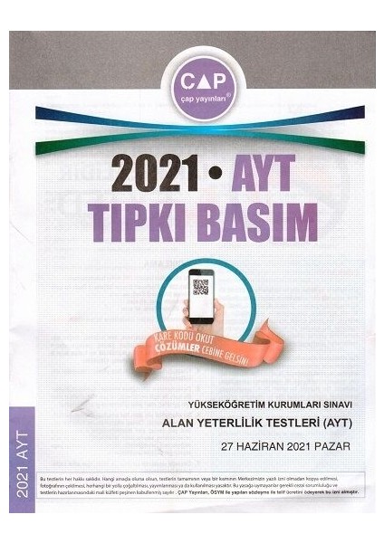 2021 AYT Tıpkı Basım