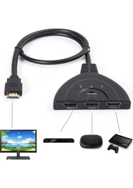 3x1 HDMI Uyumlu Kablo Bölücü Hd 1080P Video Değiştirici Adaptör (Yurt Dışından) fiyatları