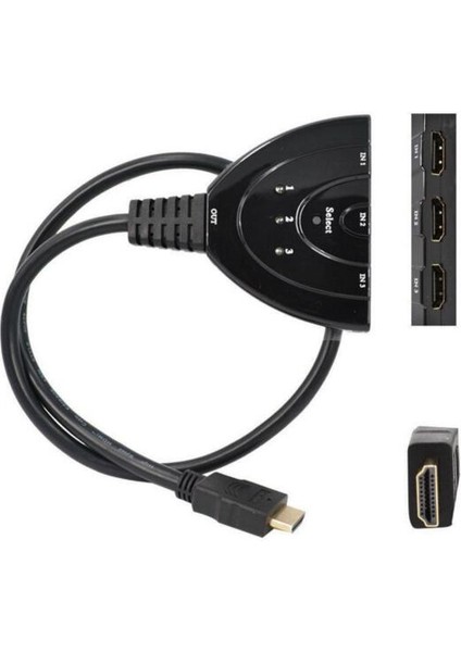 3x1 HDMI Uyumlu Kablo Bölücü Hd 1080P Video Değiştirici Adaptör (Yurt Dışından) indirimleri