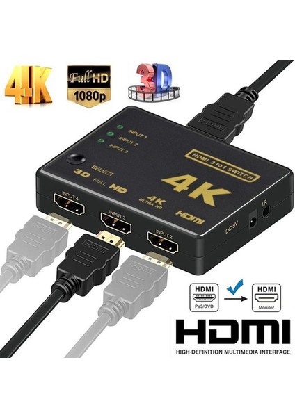 3'ü 1 Arada Kablo Bölücü Hd 1080P Video Değiştirici Adaptör (Yurt Dışından) fiyatları