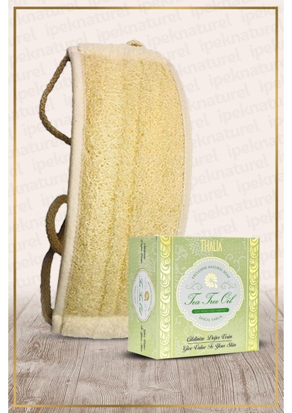 Kabak Lifi Kese Uzun Sırt Tipi Ipli + Çay Ağacı (Çayağacı )Banyo Sabunu