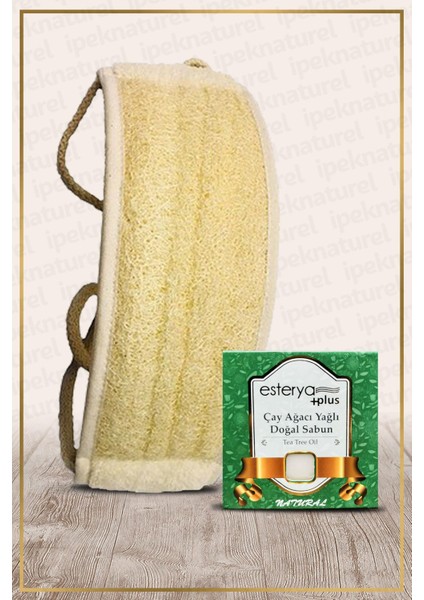 Kabak Lifi Kese Uzun Sırt Tipi Ipli + Çay Ağacı (Çayağacı )Banyo Sabunu