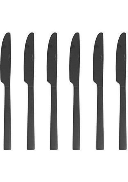 Quantum Mat Siyah Tatlı Bıçak 19 cm 6'lı Set