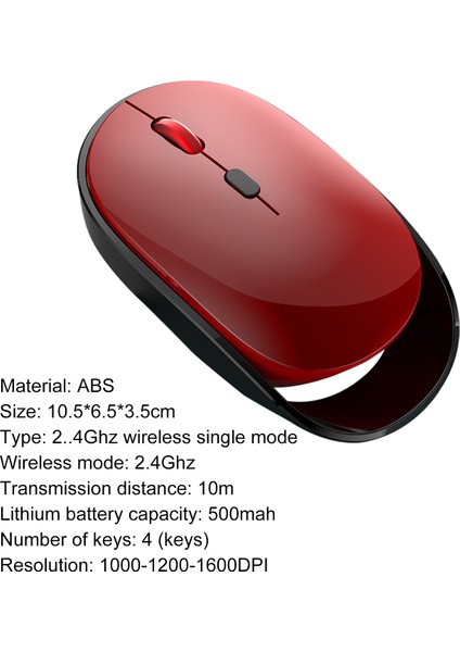 Yaratıcı USB Fare 2.4 Ghz 1600 Dpı Uzun Dayanıklılık 1600 Dpı Sessiz Şarj Edilebilir Fare Oyun Için (Yurt Dışından)