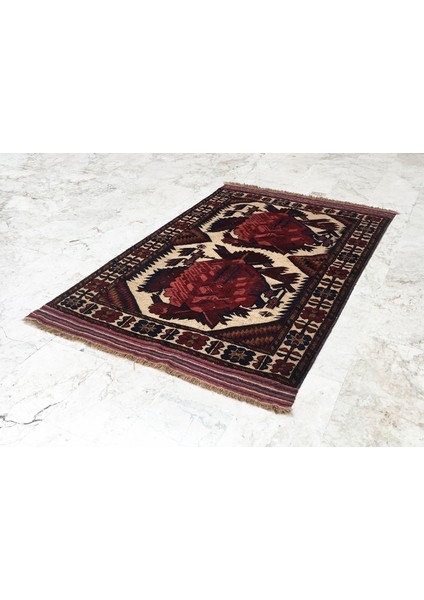 Afgan Berceste Sumak Kilim Üzerine Kabartma El Dokuması  Yün Halı 128X188