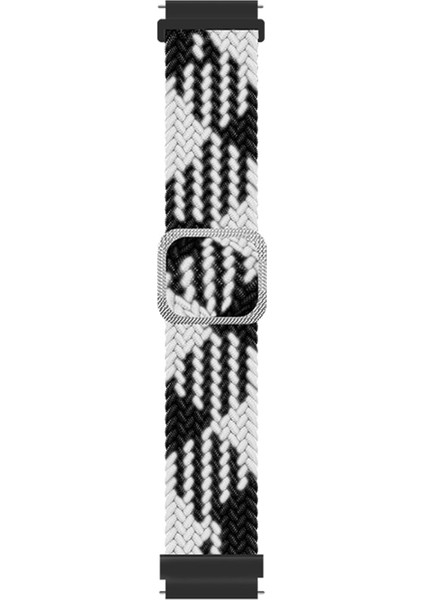 Huawei Watch Gt2 46MM Kordon Braided Solo Loop Band Siyah Beyaz