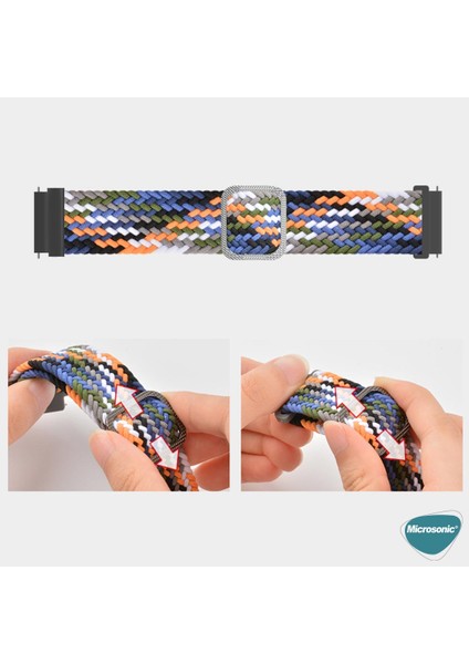 Huawei Watch Gt2 46MM Kordon Braided Solo Loop Band Siyah Beyaz