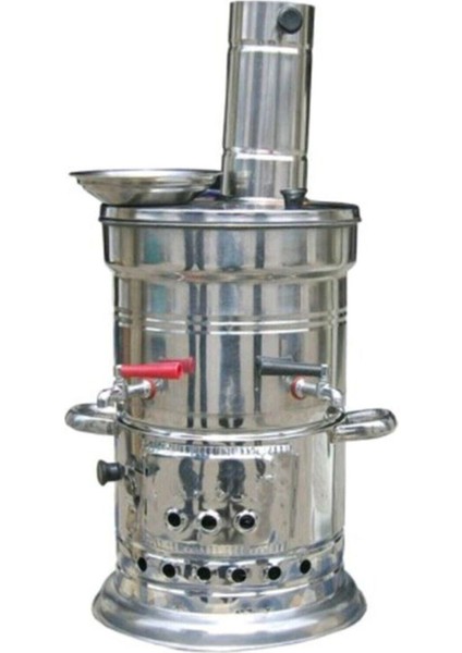 Semaver - Krom Çift Musluk Semaver 5 Litre